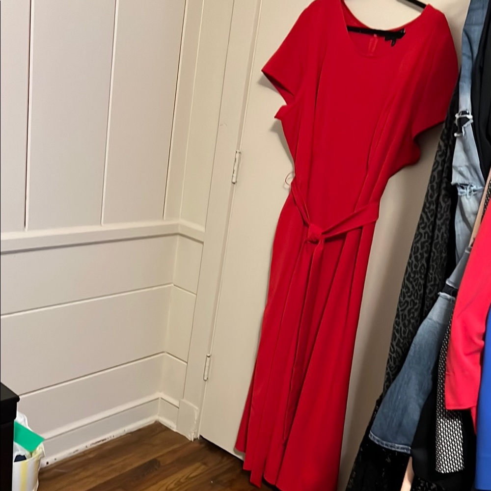 Lane Bryant Red Asymmetrical Dolman Sleeve Jumper